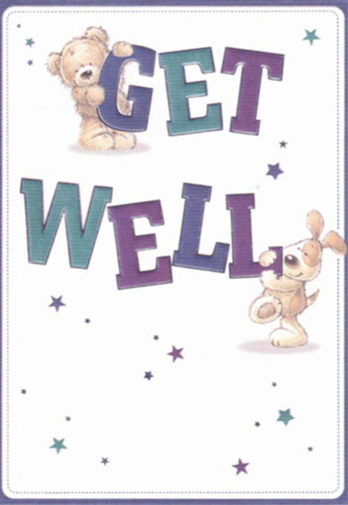 This get well card captures gentle encouragement in every detail, a vision reminiscent of the compassionate spirit found throughout Sydenham Hill. The card's central motif features a friendly bear and an exuberant puppy, their joyful forms surrounded by playful, twinkling stars-each a lovely echo of the community's hope and kindness. Shades of lively purple and soft aqua anchor the bold typography in cheerful confidence, wrapping the scene in a wave of uplifting reassurance. The tactile textures are pronounced: the bear's fur seems so fluffy and soft you can almost sense its plush embrace, while the puppy's velvet ears look ready for a comforting nuzzle. Imagine sending this card alongside a delicately arranged bouquet, crafted with the same attention and care as our florists deliver to homes near Wells Park Road or Crystal Palace. The card's light, airy feel invites smiles, its innocent exuberance radiating just the kind of gentle positivity that lifts someone's spirits, no matter their age or stage of healing.