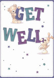 Brimming with warmth and playfulness, the design of this get well card feels like a ray of sunshine on a quiet Sydenham Hill morning. Two adorable characters-a plush teddy bear and a floppy-eared puppy-fill the scene with animated energy, each joyfully balancing the large, colourful letters that spell out 'Get Well'. Indigo and teal hues in the letters stand in lively contrast to a soft cream-white background, lending a sense of vibrant hopefulness. Scattered stars in shades of blue and purple twinkle across the card, adding a whimsical, uplifting touch, much like the petals in a carefully chosen bouquet. The illustrated fur of the bear and puppy is rendered with an inviting softness, making you almost sense their gentle embrace. For anyone in recovery nearby, this card serves as an emotional balm-a reminder of the kindness that flows through our neighbourhood, and the cosy, reassuring gestures that bring comfort, akin to a thoughtfully prepared arrangement from a local Sydenham Hill florist.